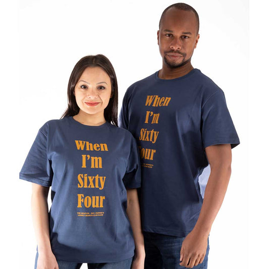 Beatles t-shirt, medium size, back print featuring lyrics from "When I'm Sixty Four".