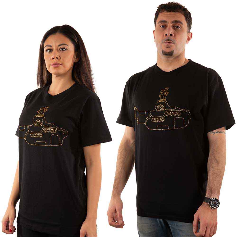 Yellow Submarine Beatles t-shirt, black, with sparkly diamante details, size XX-Large.