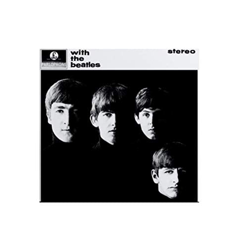Black and white album cover featuring the four members of The Beatles in shadow.