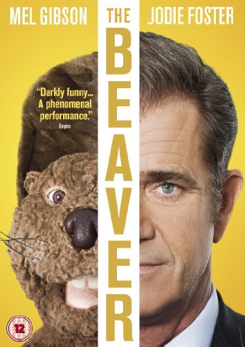 DVD cover featuring a split face of a beaver puppet and Mel Gibson.