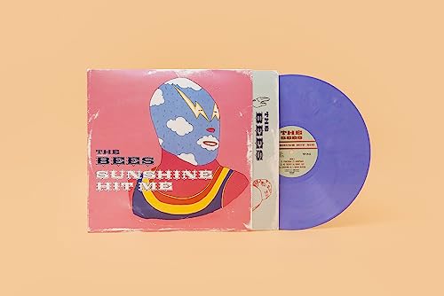 The Bees Sunshine Hit Me vinyl record with a illustrated luchador cover and purple disc.