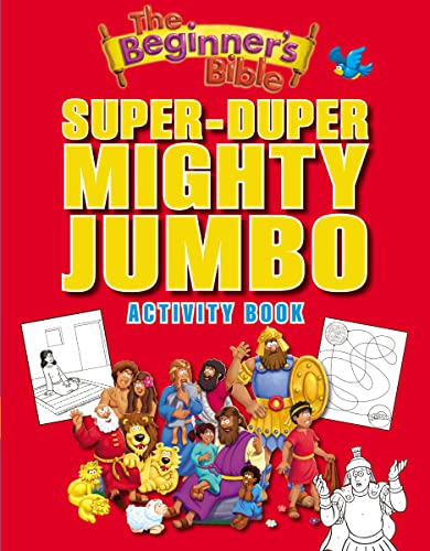 Red cover of “The Beginner’s Bible” activity book with biblical characters.