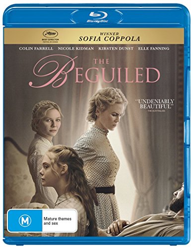 A Blu-ray disc case for "The Beguiled" with a cover image and title displayed prominently.