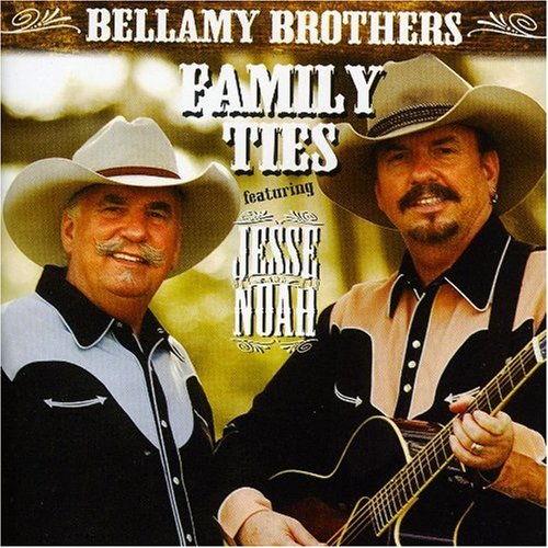 Two men in cowboy hats, one holding a guitar, with "Family Ties" text above.