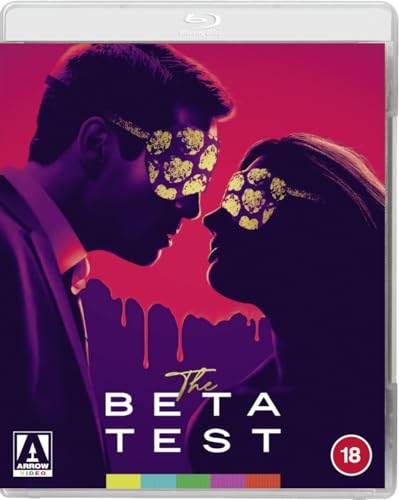 Blu-ray cover for "The Beta Test" featuring a couple with obscured eyes.