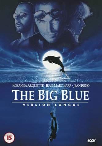 DVD cover for "The Big Blue" featuring divers, a dolphin, and the ocean.