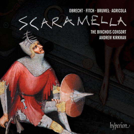 CD cover depicting a medieval knight with a jester, dark background.