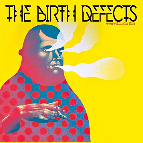 Vinyl record cover: man smoking, red polka dots, yellow background.