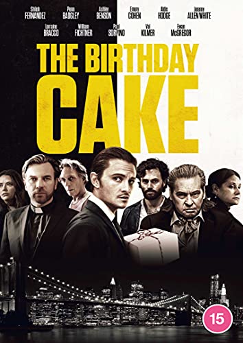 DVD cover for "The Birthday Cake" featuring a group of serious-looking people.