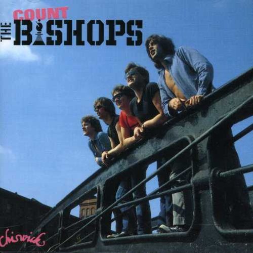 "Album cover featuring five men leaning on a bridge railing against a blue sky."