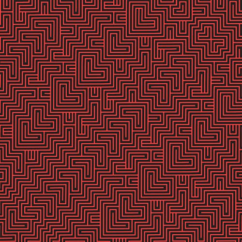 Red and black maze pattern on a CD case cover.