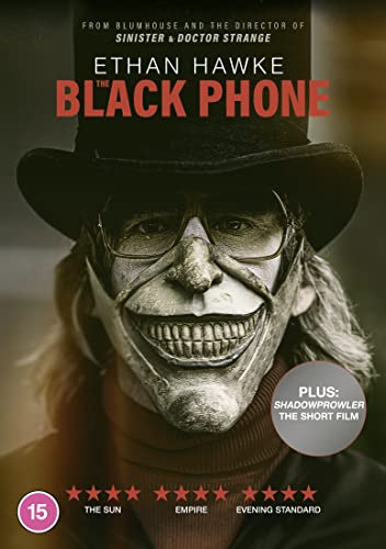 DVD cover for "The Black Phone" featuring a menacing clown face.