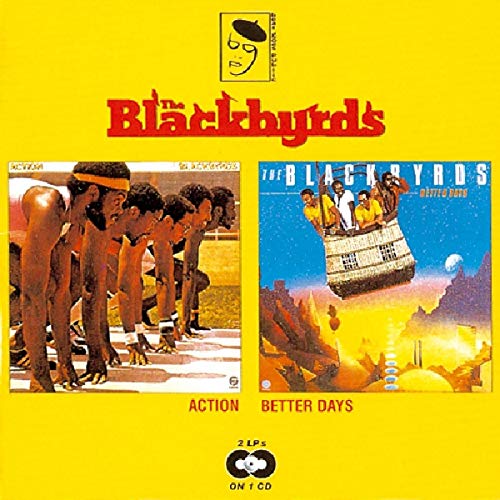 The Blackbyrds CD cover featuring Action and Better Days album art on yellow background.