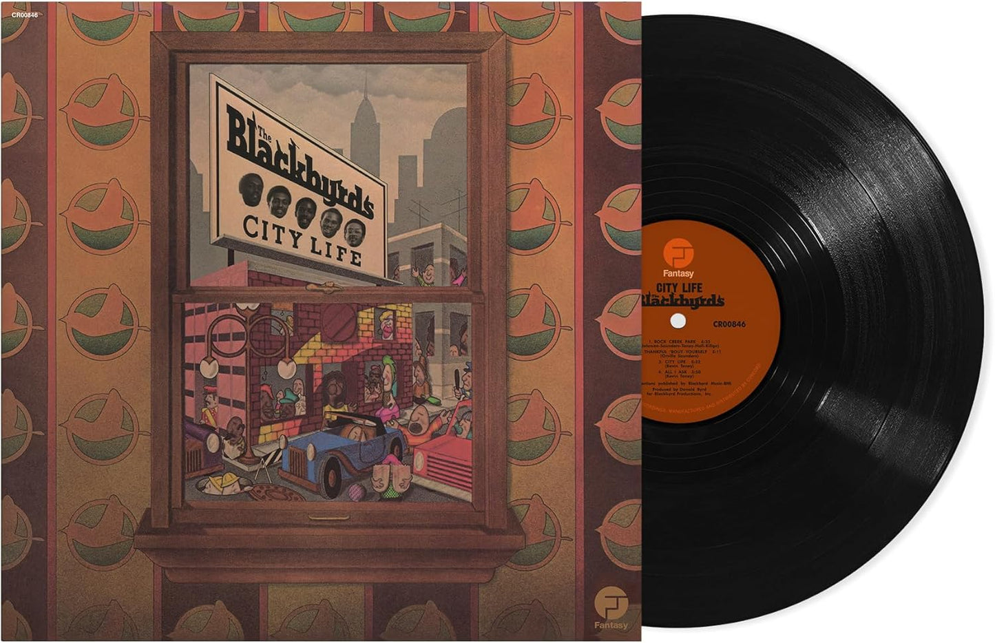 The Blackbyrds - City Life" vinyl record album cover with a yellow background.