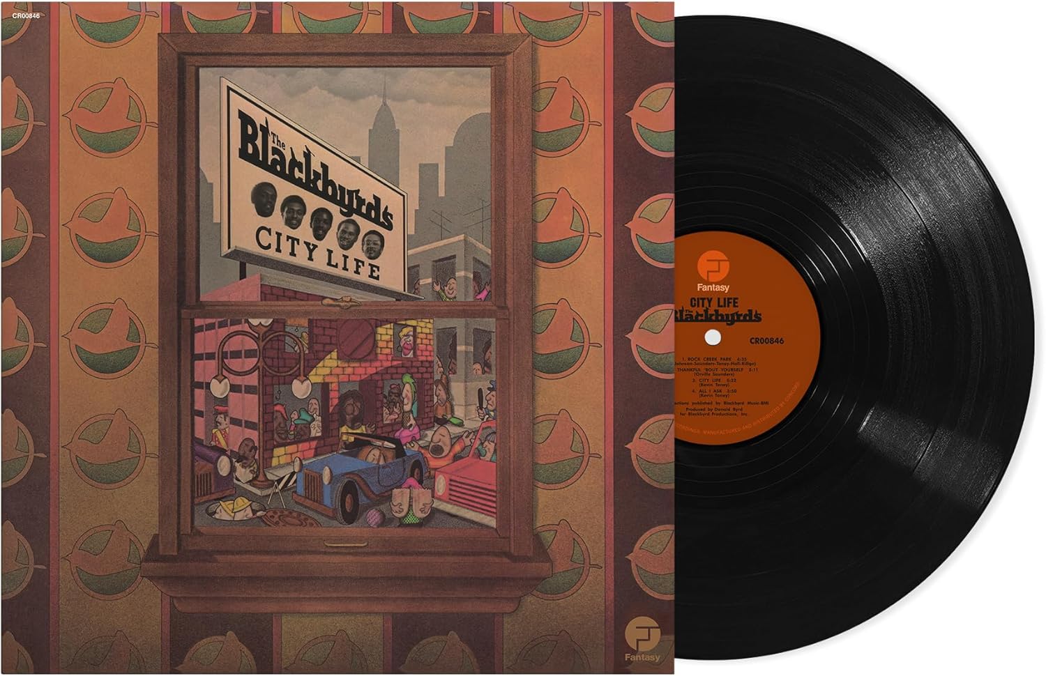 The Blackbyrds - City Life" vinyl record album cover with a yellow background.