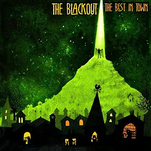 CD cover: green hill with a figure, town, and starry sky.
