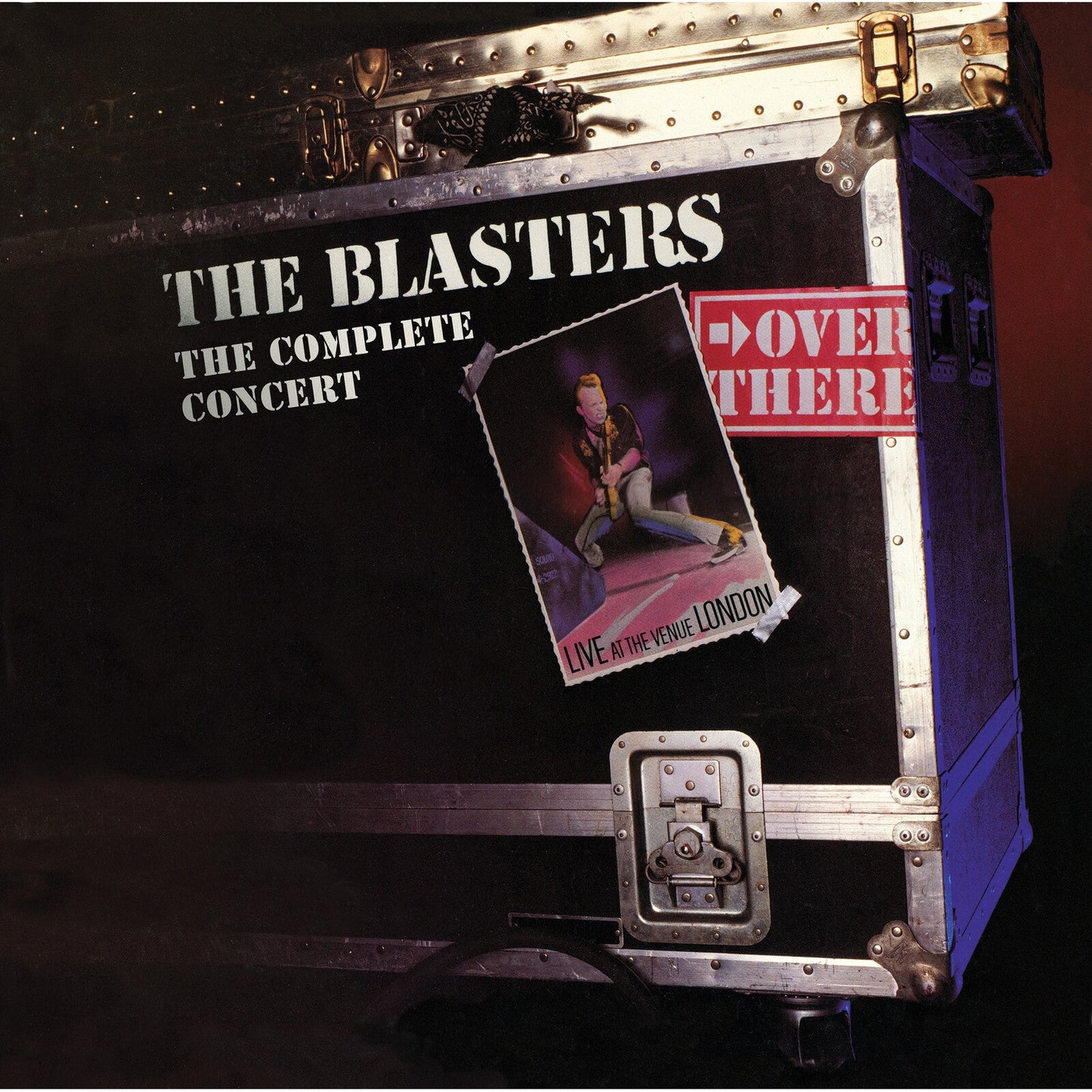 Vinyl album cover for The Blasters’ “Over There” concert, on a road case.