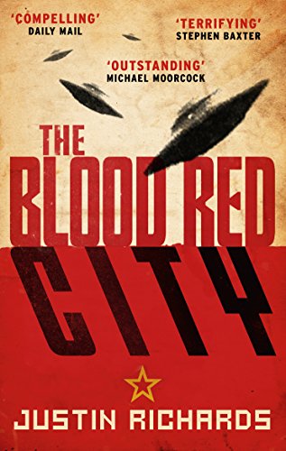 Book cover: "The Blood Red City" with red text, star, and shadowy aircraft.