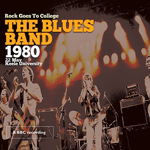 "CD cover featuring The Blues Band performing on stage with musical equipment."