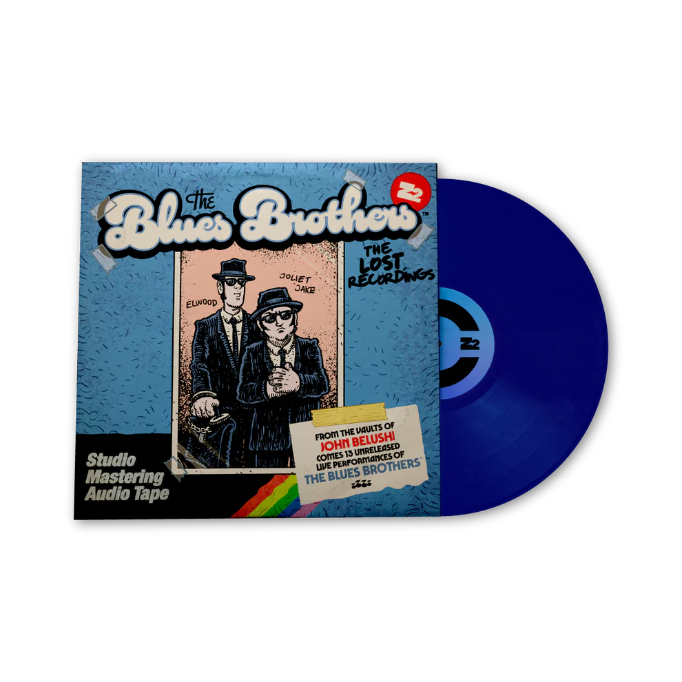 The Blues Brothers Lost Recordings vinyl record cover with a blue disc.