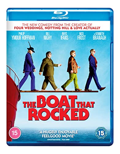 Blu-ray cover for "The Boat That Rocked" featuring five men walking.