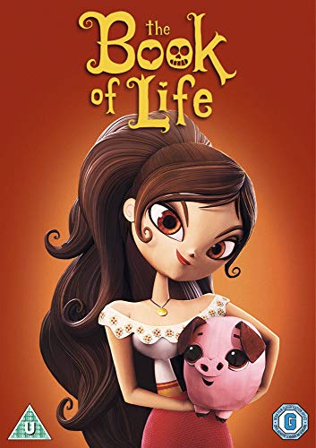 DVD cover featuring cartoon girl with long brown hair holding a pig against an orange background.