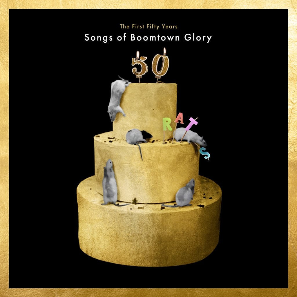 Album cover for The Boomtown Rats’ “Songs of Boomtown Glory” with rats and cake.
