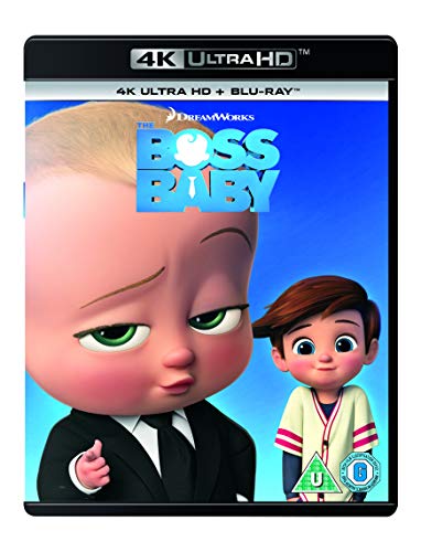 "The Boss Baby" Blu-ray case featuring a baby in a suit and a young boy.