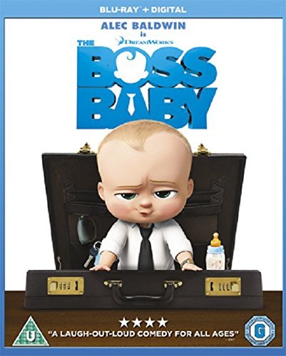Blu-ray cover for "The Boss Baby" featuring a baby in a suit.