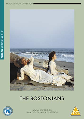 DVD cover for “The Bostonians” showing two women on a beach.