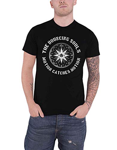 Black t-shirt with a white and grey compass and band logo design.