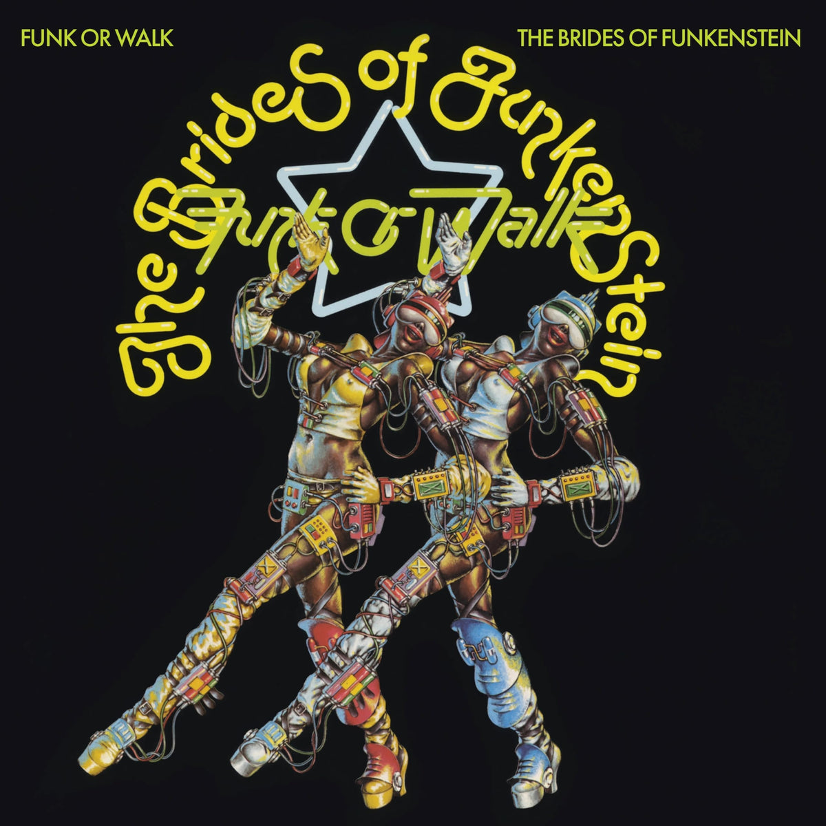 CD cover for “Funk Or Walk” by The Brides Of Funkenstein, robotic figures.