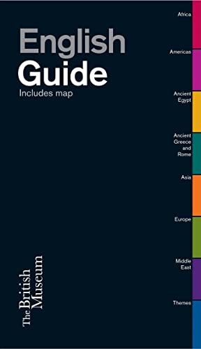 Dark blue book cover with white text: "English Guide," "British Museum.