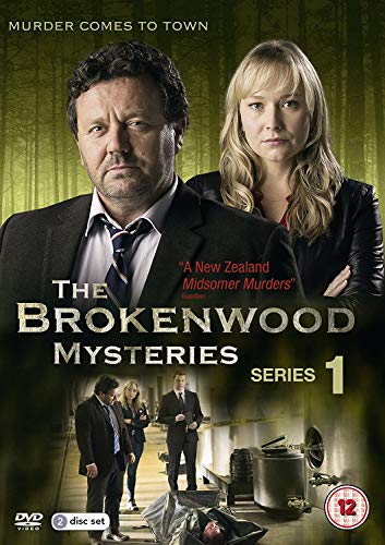 DVD cover of "The Brokenwood Mysteries - S1" featuring two detectives in a forest.