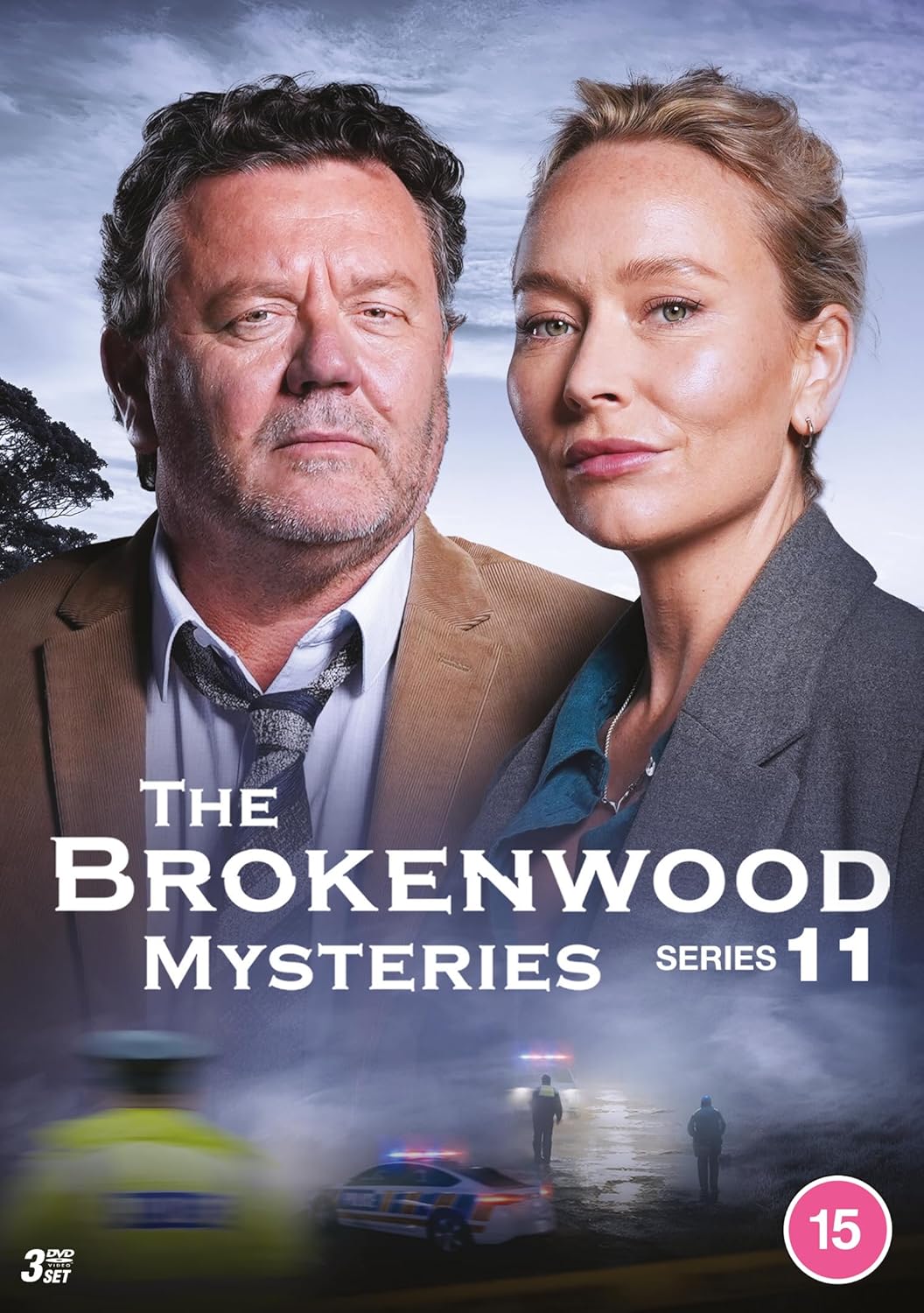 DVD cover for "The Brokenwood Mysteries" series 11, featuring two detectives.