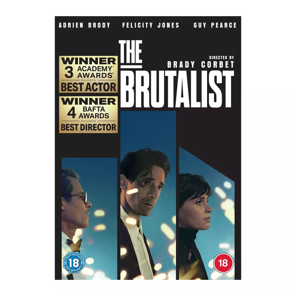 DVD case for “The Brutalist,” likely dark cover with stark architectural imagery.