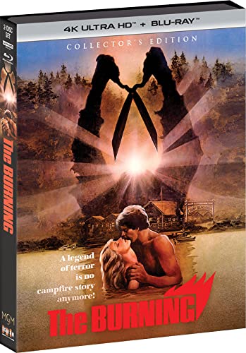 Blu-ray case for horror film "The Burning" with scissors and couple.