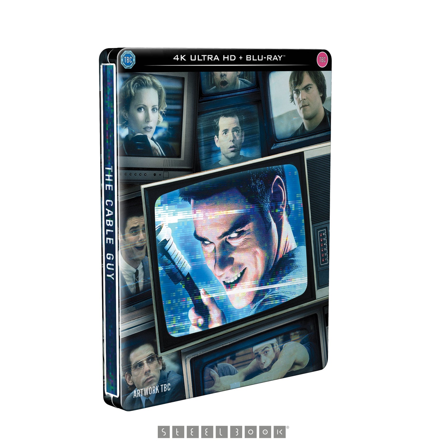 SteelBook Blu-ray case for "The Cable Guy" featuring Jim Carrey on the cover.
