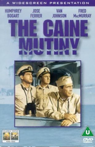 DVD cover for "The Caine Mutiny" featuring three naval officers.