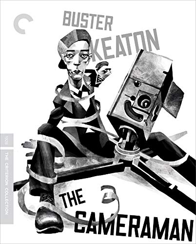 Black and white cover art for "The Cameraman" with Buster Keaton and a camera.