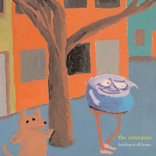 Painted album cover featuring a blue creature, a dog, and a tree.