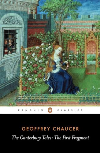 Book cover: "The Canterbury Tales" with medieval artwork and text.