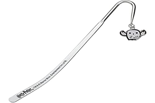Silver bookmark with a small, white Hedwig owl charm pendant.