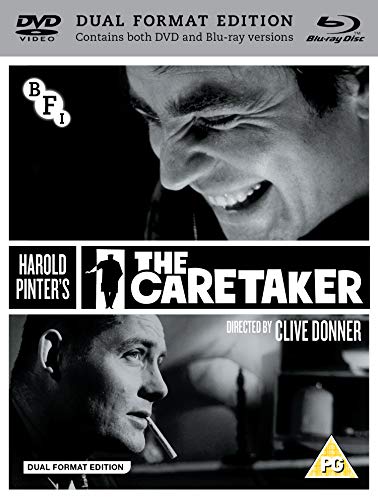 The Caretaker" Blu-ray cover featuring a black and white portrait of a man.