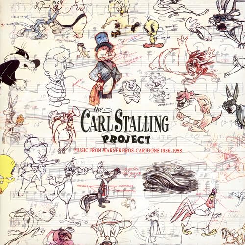 Album cover featuring various Looney Tunes characters sketched over a background of musical notation.