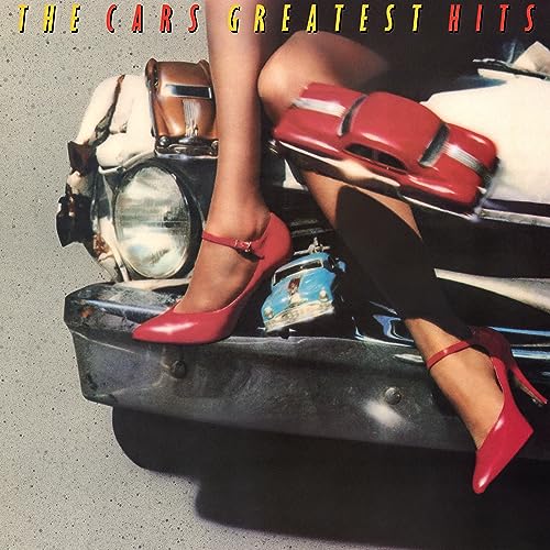 Album cover for The Cars’ Greatest Hits featuring cars and legs.