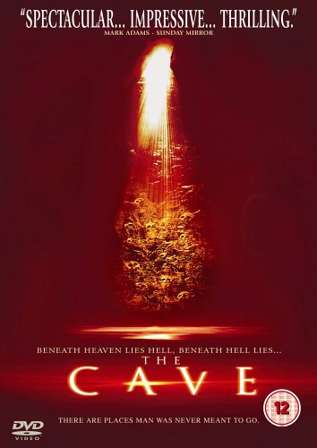 DVD cover for "The Cave" featuring a fiery, cavernous opening.