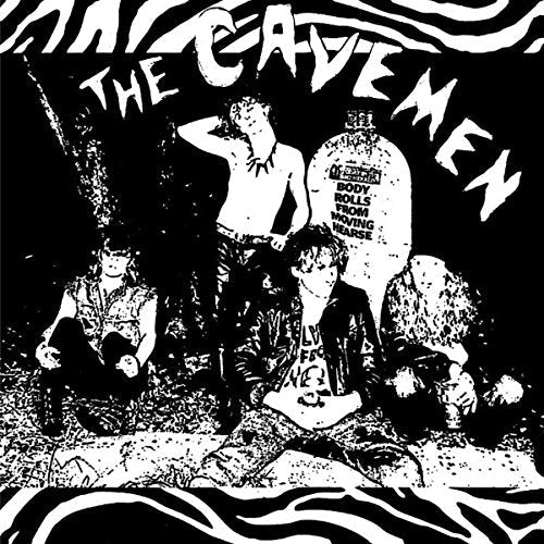 Black and white album cover featuring four figures near a tombstone.