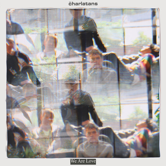Album cover featuring a blurred, multi-layered collage of band members in a greenhouse setting.