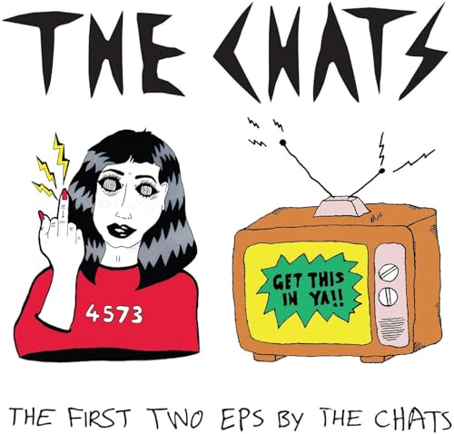 Album cover featuring a cartoon woman giving the finger next to a vintage television.